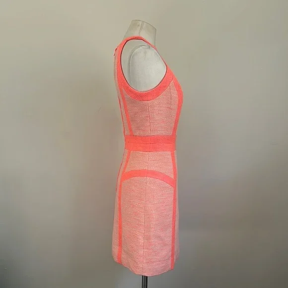 Original Milly of New York Tweed Sheath Coral Sleeveless LINED Mini Dress sz 2 - Picture 4 of 7